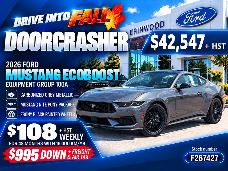 Gray (Carbonized Grey Metallic) 2026 Ford Mustang Coupe Rear-Wheel Drive Automatic