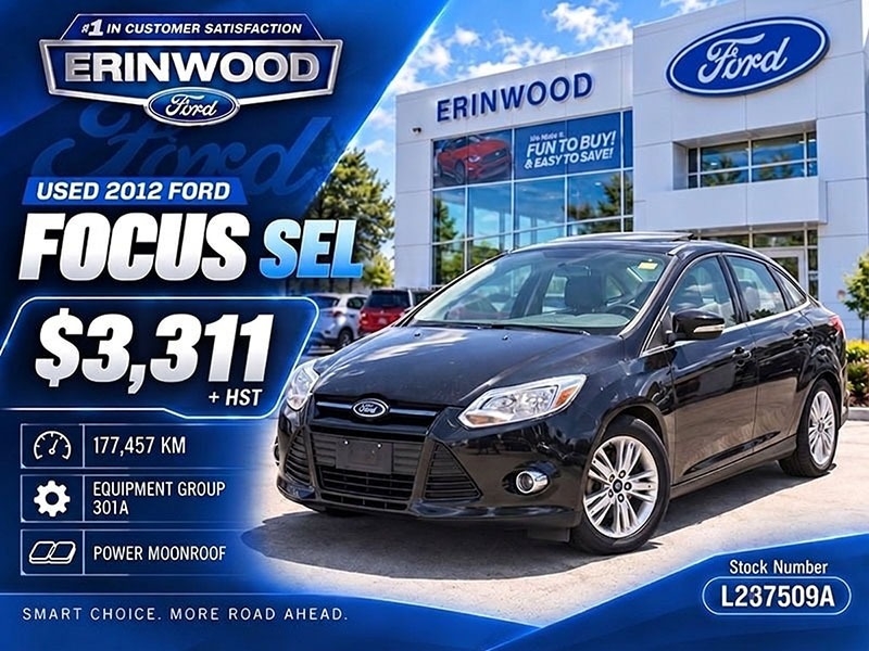 Black 2012 Ford Focus Sedan Front-Wheel Drive Manual