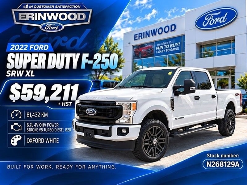 OXFORD WHITE 2022 Ford F-250 Super Duty Pickup Truck Four-Wheel Drive 6-Speed Automatic Overdrive