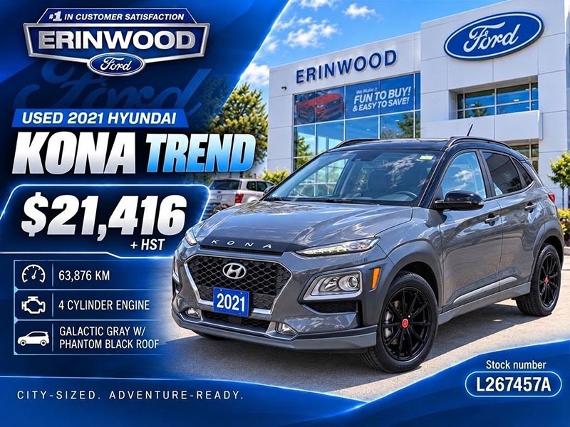 GALACTIC GRAY W/PHANTOM BLACK ROOF 2021 Hyundai Kona SUV / Crossover Automatic