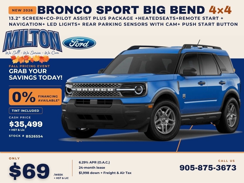 Velocity Blue Metallic 2026 Ford Bronco Sport SUV / Crossover All-Wheel Drive 8-Speed Automatic