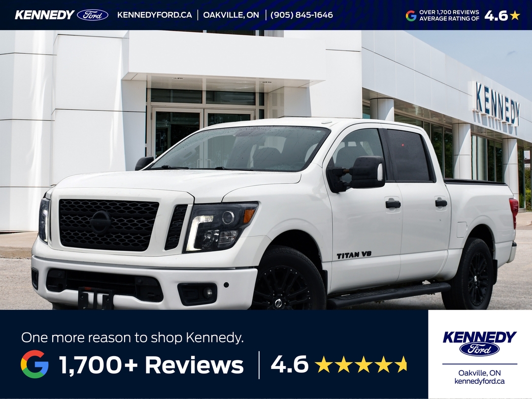 Pearl White 2018 Nissan Titan Pickup Truck Four-Wheel Drive Automatic