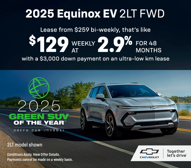 Advertisement for the 2025 Chevrolet Silverado LD Custom Trail Boss, featuring a 0% financing offer for up to 72 months. The image showcases a black Silverado truck parked in a forest setting with Chevrolet branding and conditions disclaimer at the bottom.