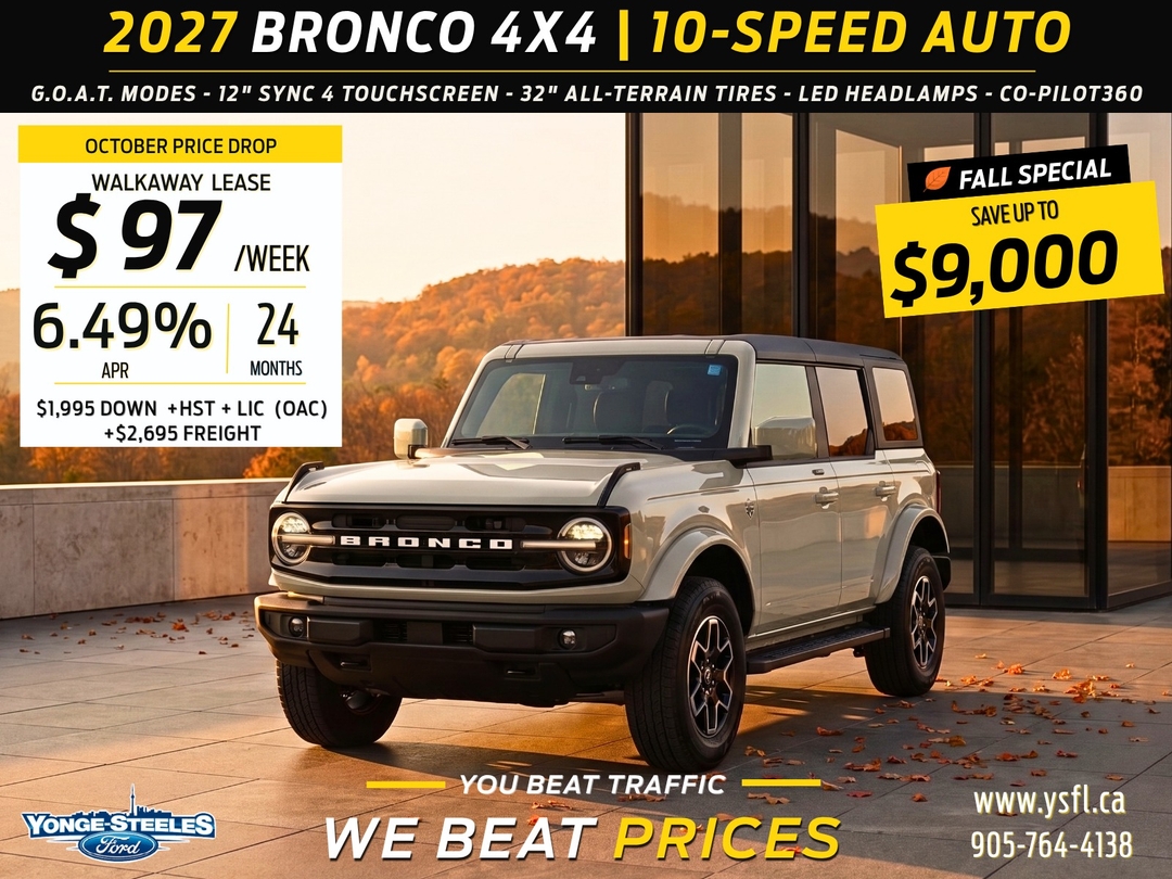 Oxford White 2026 Ford Bronco SUV / Crossover Four-Wheel Drive 7-Speed Manual