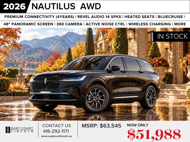 Infinite Black Metallic Clearcoat 2026 Lincoln Nautilus SUV / Crossover All-Wheel Drive 8-Speed Automatic