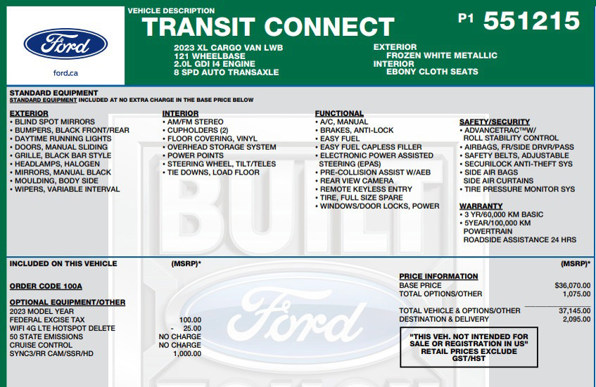 2023 Ford Transit Connect Van