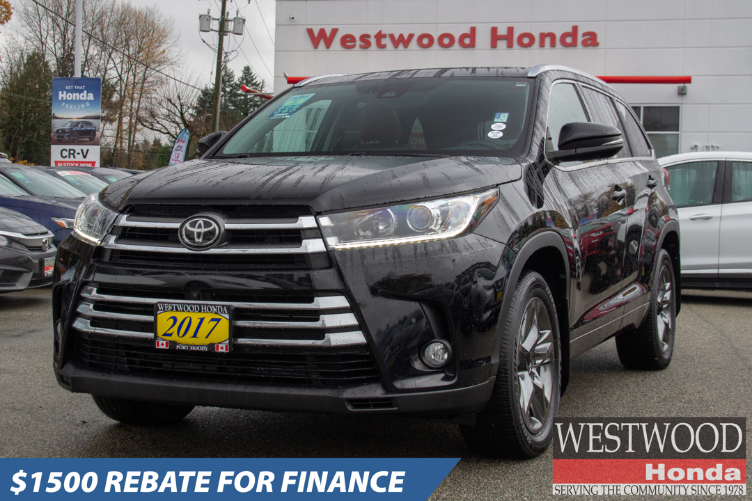Used 2017 Toyota Highlander Ltd 18384QVAN Port Moody, BC Westwood Honda