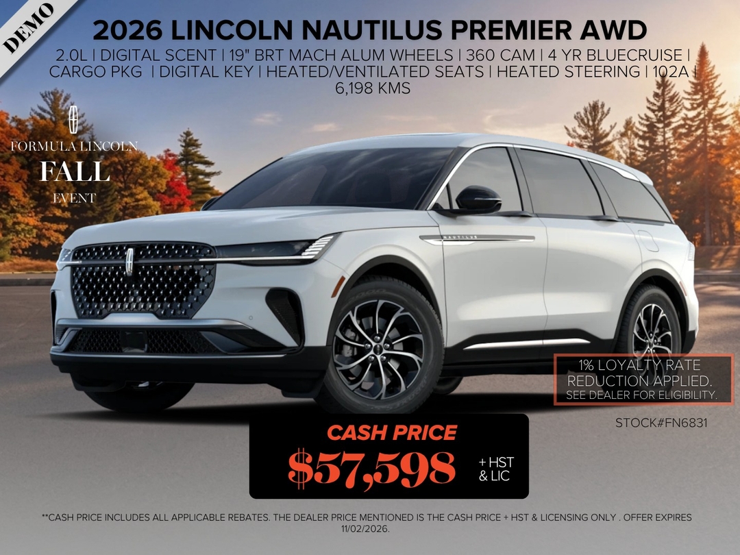 White Platinum Met 3C 2026 Lincoln Nautilus SUV / Crossover All-Wheel Drive 8-Speed Automatic