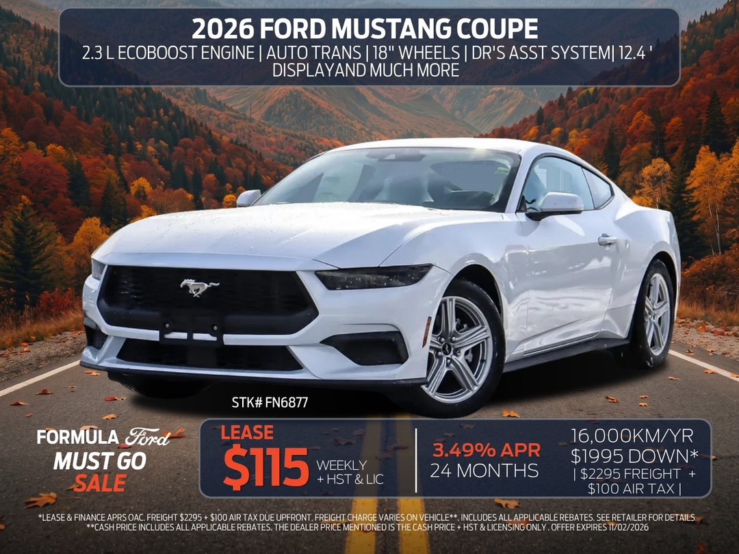 Oxford White 2026 Ford Mustang Coupe Rear-Wheel Drive Automatic
