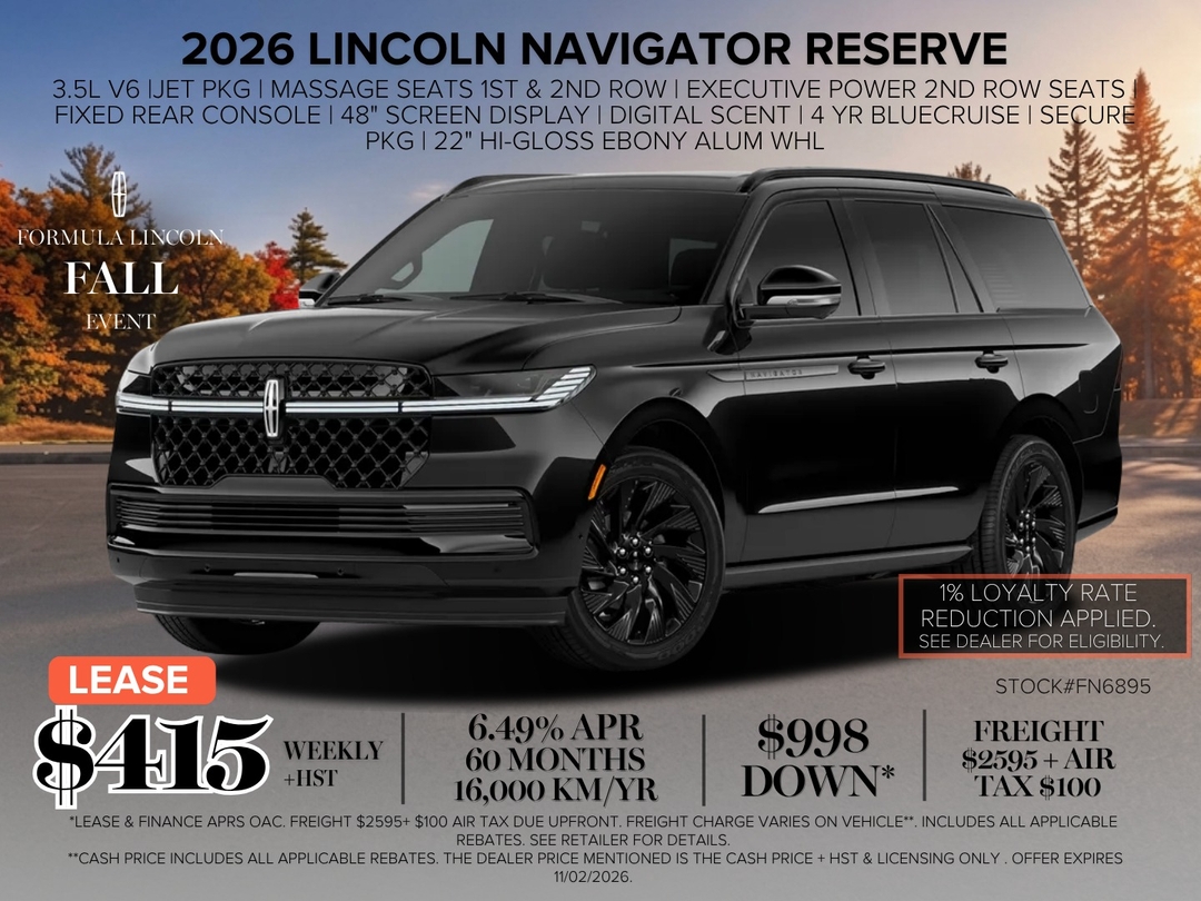 Infinite Black Metallic Clearcoat 2027 Lincoln Navigator SUV / Crossover Four-Wheel Drive Automatic