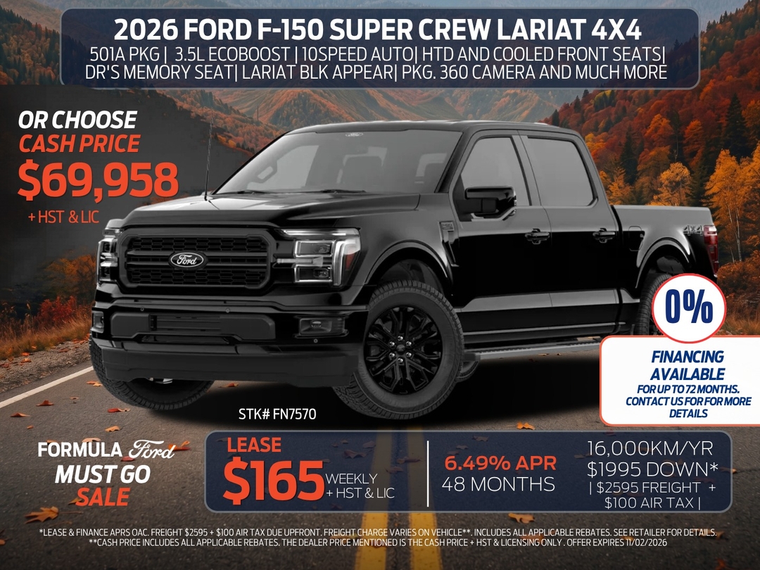 Agate Black Metallic 2026 Ford F-150 Pickup Truck Four-Wheel Drive Automatic