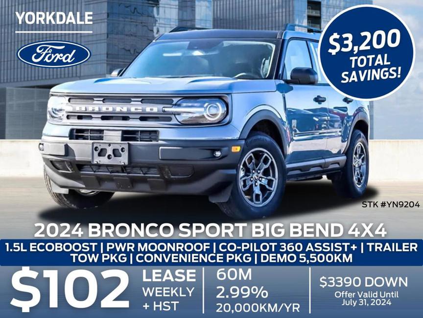 New 2024 Ford Bronco Sport Big Bend YN9204 Toronto, ON Yorkdale Ford